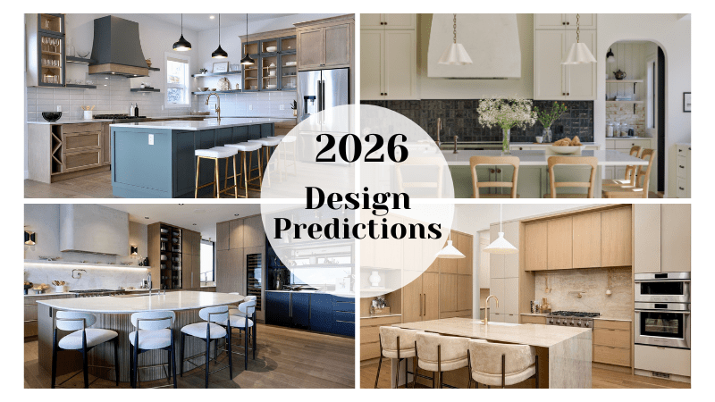 Luxury kitchen featuring warm wood veneer flat-panel cabinets and organic textures, reflecting the 2026 design forecast by Westwood Fine Cabinetry.